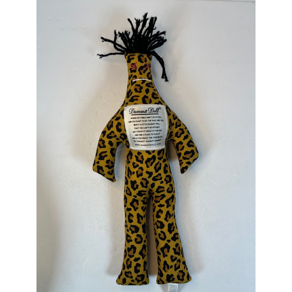 Dammit Doll Stress Relief Gag Gift Leopard Print Tan Black Animal Pattern Plush